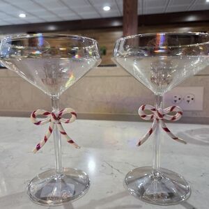 Marshalls Holiday Glasses with Red and White Candy Cane Design